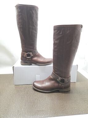 Frye Womens Phillip Riding Boot Size 6.5 Tall Cognac Soft Leather Harness